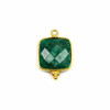 Cherry Tree Beads Emerald 15x22mm Faceted Square Drop with Gold Vermeil Bezel and 3 Tiny Dots - 1 piece 