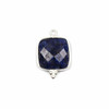 Cherry Tree Beads Lapis 15x22mm Faceted Square Drop with Sterling Silver Bezel and 3 Tiny Dots - 1 piece 