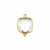 Cherry Tree Beads Clear Quartz 15x22mm Faceted Square Drop with Gold Vermeil Bezel and 3 Tiny Dots - 1 piece 