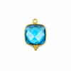 Cherry Tree Beads London Blue Quartz 15x22mm Faceted Square Drop with Gold Vermeil Bezel and 3 Tiny Dots - 1 piece 