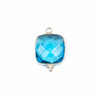 London Blue Quartz 11x20mm Faceted Square Drop with Sterling Silver Bezel and 3 Tiny Dots - 1 per bag