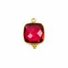 Cherry Tree Beads Pink Tourmaline Quartz 15x22mm Faceted Square Drop with Gold Vermeil Bezel and 3 Tiny Dots - 1 piece 