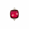 Cherry Tree Beads Pink Tourmaline Quartz 15x22mm Faceted Square Drop with Sterling Silver Bezel and 3 Tiny Dots - 1 piece 