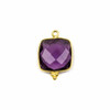 Cherry Tree Beads Purple Quartz 15x22mm Faceted Square Drop with Gold Vermeil Bezel and 3 Tiny Dots - 1 piece 