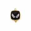 Cherry Tree Beads Onyx 15x22mm Faceted Square Drop with Gold Vermeil Bezel and 3 Tiny Dots - 1 piece 
