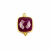 Cherry Tree Beads Ruby 15x22mm Faceted Square Drop with Gold Vermeil Bezel and 3 Tiny Dots - 1 piece 
