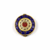Tibetan Brass 28mm Coin Focal Bead with Brass, Lapis, and Red Coral Center - 1 per bag