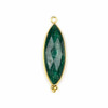 Cherry Tree Beads Emerald 11x37mm Faceted Marquis Drop with Gold Vermeil Bezel and 3 Tiny Dots - 1 piece 