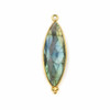 Labradorite 11x37mm Faceted Marquis Drop with Gold Vermeil Bezel and 3 Tiny Dots - 1 piece