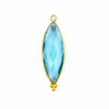 Cherry Tree Beads Sky Blue Quartz 11x37mm Faceted Marquis Drop with Gold Vermeil Bezel and 3 Tiny Dots - 1 piece 