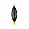 Cherry Tree Beads Onyx 11x37mm Faceted Marquis Drop with Gold Vermeil Bezel and 3 Tiny Dots - 1 piece 