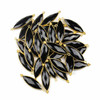 Cherry Tree Beads Onyx 11x37mm Faceted Marquis Drop with Gold Vermeil Bezel and 3 Tiny Dots - 1 piece 