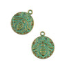 Cherry Tree Beads Green Bronze Colored "Pewter" (zinc-based alloy) 20x24mm Bee Charm /Pendant  - 1 piece 