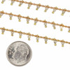 Cherry Tree Beads Raw Brass Dangle Chain with Labradorite 2mm Faceted Round Beads - 5 meter spool 