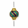 Tibetan Brass 18x23mm Rondelle Focal Bead with Brass Coiled Ends, Turquoise Howlite, and Lapis Inlay - 1 per bag