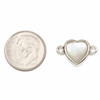 Cherry Tree Beads White Shell 11x17mm Tiny Heart Horizontal Link with Silver Plated Bezel and Loops - 1 piece 