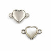 Cherry Tree Beads White Shell 11x17mm Tiny Heart Horizontal Link with Silver Plated Bezel and Loops - 1 piece 