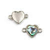Cherry Tree Beads Abalone Paua Shell 11x17mm Tiny Heart Horizontal Link with Silver Plated Bezel and Loops - 1 piece 