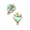 Green Girl Studios Abalone Paua Shell 13x18mm Tiny Heart Vertical Link with Gold Plated Bezel and Loops - 1 piece 