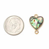 Green Girl Studios Abalone Paua Shell 13x18mm Tiny Heart Vertical Link with Gold Plated Bezel and Loops - 1 piece 