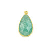 Amazonite approximately 13x25mm Faceted Teardrop Drop with a Gold Vermeil Bezel - 1 piece