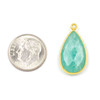 Amazonite approximately 13x25mm Faceted Teardrop Drop with a Gold Vermeil Bezel - 1 piece