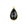 Cherry Tree Beads Onyx approximately 13x25mm Faceted Teardrop Drop with a Gold Vermeil Bezel - 1 piece 