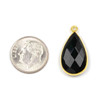 Cherry Tree Beads Onyx approximately 13x25mm Faceted Teardrop Drop with a Gold Vermeil Bezel - 1 piece 
