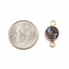 Cherry Tree Beads Abalone Paua Shell 8x16mm Tiny Coin Link with Gold Plated Bezel and Loops - 1 piece 
