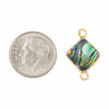 Cherry Tree Beads Abalone Paua Shell 13x20mm Tiny Diamond Link with Gold Plated Bezel and Loops - 1 piece 