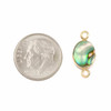 Cherry Tree Beads Abalone Paua Shell 9x17mm Tiny Oval Link with Gold Plated Bezel and Loops - 1 piece 