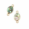 Cherry Tree Beads Abalone Paua Shell 9x17mm Tiny Oval Link with Gold Plated Bezel and Loops - 1 piece 