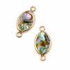 Abalone Paua Shell 10x18mm Tiny Oval Link with Gold Plated Bezel and Loops - 1 piece