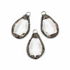 Cherry Tree Beads Glass 35x60mm Faceted Teardrop Pendant with Gun Metal Bumpy Bezel and Loop - 1 per bag 