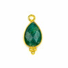 Cherry Tree Beads Emerald approximately 9x20mm Faceted Teardrop Drop with Gold Vermeil Bezel and 3 Tiny Dots - 1 piece 