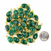 Cherry Tree Beads Emerald approximately 9x20mm Faceted Teardrop Drop with Gold Vermeil Bezel and 3 Tiny Dots - 1 piece 