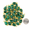 Emerald approximately 9x20mm Faceted Teardrop Drop with Gold Vermeil Bezel and 3 Tiny Dots - 1 piece