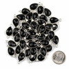 Cherry Tree Beads Onyx approximately 9x20mm Faceted Teardrop with Sterling Silver Bezel and 3 Tiny Dots - 1 piece 
