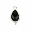 Cherry Tree Beads Onyx approximately 9x20mm Faceted Teardrop with Sterling Silver Bezel and 3 Tiny Dots - 1 piece 