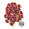Cherry Tree Beads Ruby approximately 9x20mm Faceted Teardrop Drop with Gold Vermeil Bezel and 3 Tiny Dots - 1 piece 