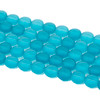 Matte Glass, Sea Glass Style 12mm Aqua Blue Coin Beads - 8 inch strand