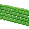 Matte Glass, Sea Glass Style 12mm and 7mm thick Emerald Coin Beads - 8 inch strand