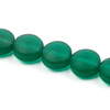 Matte Glass, Sea Glass Style 12mm and 7mm thick Peacock Green Coin Beads - 8 inch strand