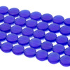 Matte Glass, Sea Glass Style 15mm and 6.5mm thick Medium Cobalt Blue Coin Beads - 8 inch strand