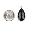 Onyx approximately 13x25mm Faceted Teardrop Drop with a Sterling Silver .925 Bezel  - 1 piece