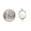 Cherry Tree Beads White Shell 11x18mm Tiny Oval Link with Silver Plated Bezel and Loops - 1 piece 