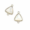 Cherry Tree Beads White Shell 13x18mm Tiny Triangle Link with Silver Plated Bezel and Loops - 1 piece 