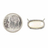 Cherry Tree Beads White Shell 9x16mm Tiny Oval Pendant Drop with Silver Plated Fancy Bezel and Loops at the top - 1 piece 