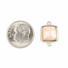 Cherry Tree Beads Pink Shell 11x16mm Tiny Square Link with Silver Plated Bezel and Loops - 1 piece 