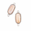 Pink Shell 11x18mm Tiny Oval Link with Silver Plated Fancy Bezel and Loops - 1 piece